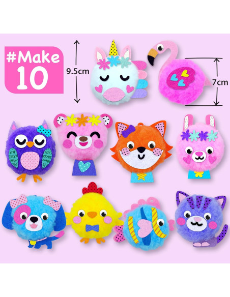 Kit de Manualidades de Pom Pom EZCRA para Niños 4-6 Años - 10 Proyectos Kit de Manualidades de Pom Pom EZCRA para Niños 4-6 Años - 10 Proyectos