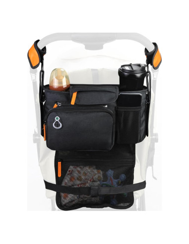 Organizador Universal para Carriola UMBEIBEI Negro con Soporte de Taza y Teléfono