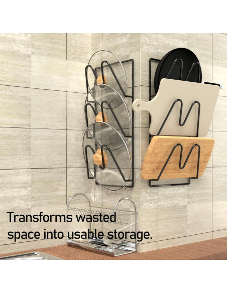 Organizador de tapas de olla Jomoto 6 niveles montaje adhesivo Organizador de tapas de olla Jomoto 6 niveles montaje adhesivo