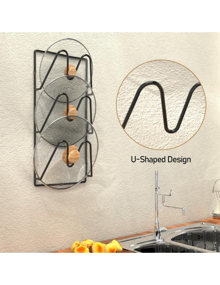 Organizador de tapas de olla Jomoto 6 niveles montaje adhesivo Organizador de tapas de olla Jomoto 6 niveles montaje adhesivo