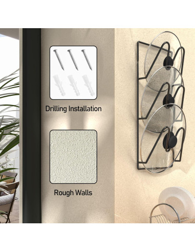 Organizador de tapas de olla Jomoto 6 niveles montaje adhesivo