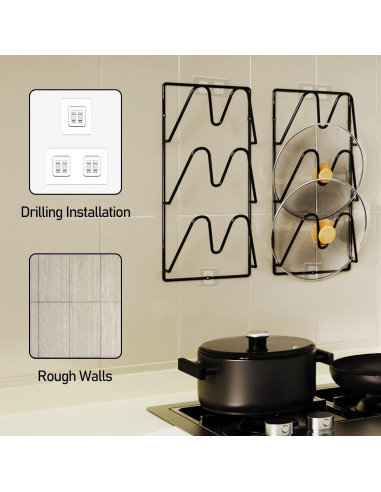 Organizador de tapas de olla Jomoto 6 niveles montaje adhesivo