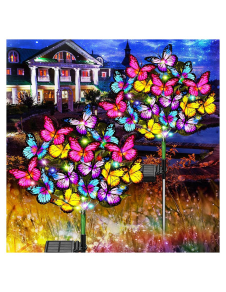 Luces Solares de Jardín WEITEXS 2 Paquete 34 Mariposas LED