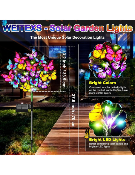 Luces Solares de Jardín WEITEXS 2 Paquete 34 Mariposas LED