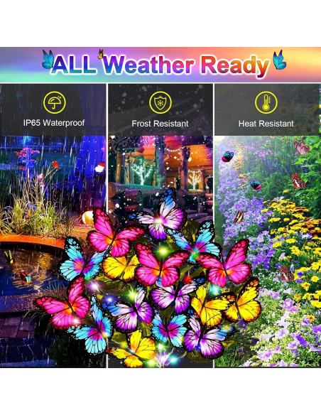 Luces Solares de Jardín WEITEXS 2 Paquete 34 Mariposas LED