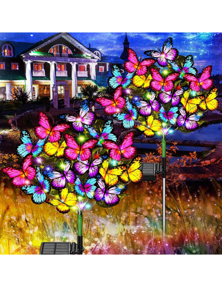 Luces Solares de Jardín WEITEXS 2 Paquete 34 Mariposas LED