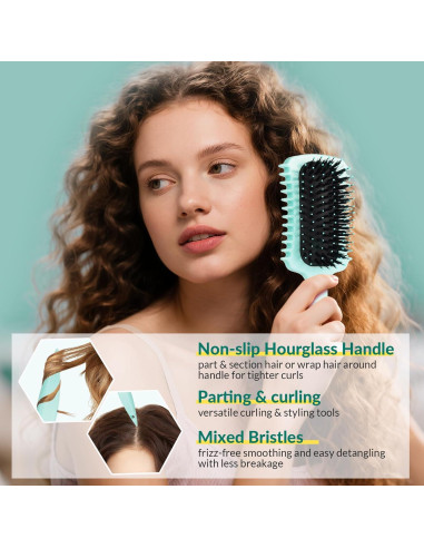 Cepillo Definidor de Rizos GFDCK Verde 1PC - Antifrizz y Ergonomico