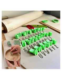 Juego de Sellos de Alfabeto Jxueych para Cerámica 20x15 cm