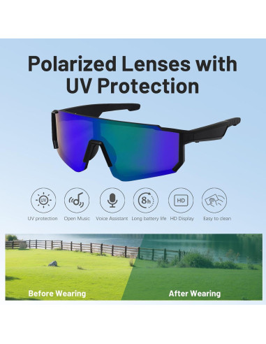 Gafas Deportivas Inteligentes QJF Azul Bluetooth UV400