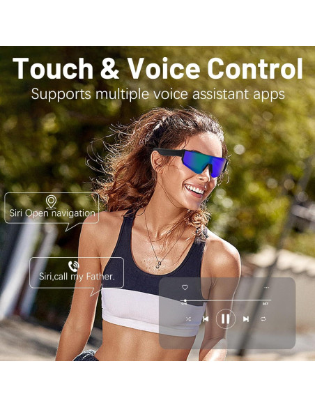 Gafas Deportivas Inteligentes QJF Azul Bluetooth UV400