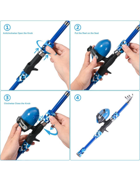 Juego de cañas de pescar LEOFISHING 2Pack para niños 165cm