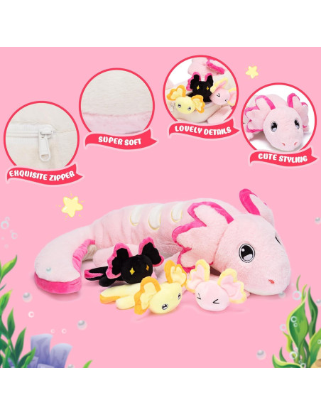 Juguete de Peluche Mamá Axolote IKASA 52 cm Suave con Bebés