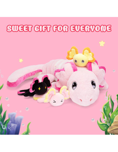 Juguete de Peluche Mamá Axolote IKASA 52 cm Suave con Bebés