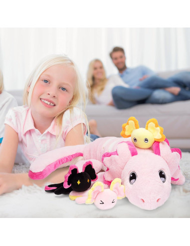 Juguete de Peluche Mamá Axolote IKASA 52 cm Suave con Bebés
