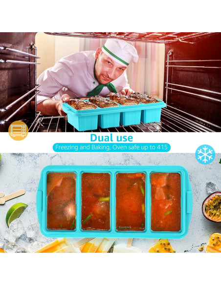 Bandeja de Congelador de Silicona Ztomine 2Pack Aqua 1 Taza