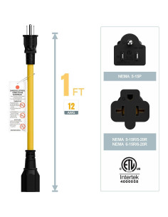 Adaptador de Enchufe CA 4 en 1 Plugrand 12AWG 15A 125V 2