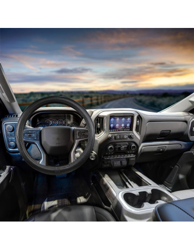 Funda de Volante CACAWIZ para Chevy Silverado y SUV, Negro