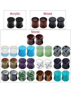 Set de Tapones para Oreja PiercingJ - 16 Pares Mixtos 8-14mm 2