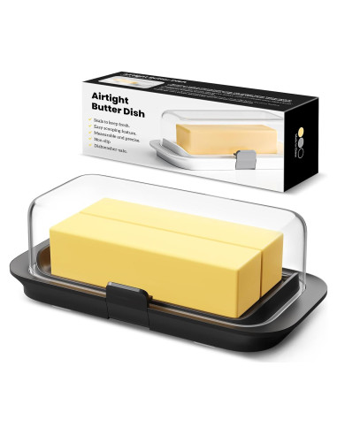 Plato de Mantequilla Hermético Pisol Grande 250g Negro