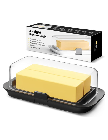 Plato de Mantequilla Hermético Pisol Grande 250g Negro