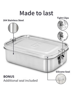 Caja Bento de Acero Inoxidable Bambaw 800 ml a Prueba de Fugas 2