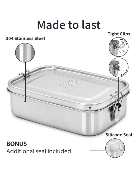 Caja Bento de Acero Inoxidable Bambaw 800 ml a Prueba de Fugas