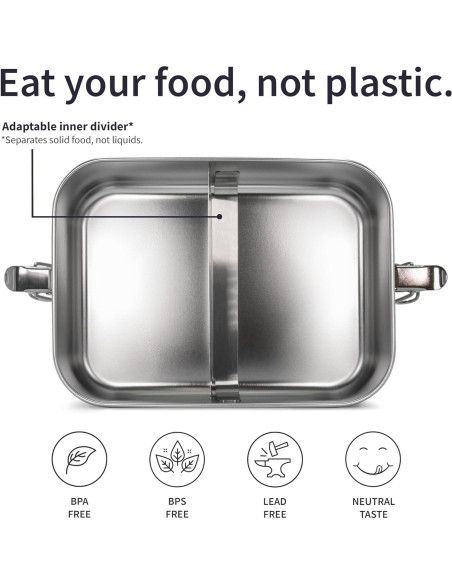 Caja Bento de Acero Inoxidable Bambaw 800 ml a Prueba de Fugas