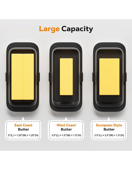 Plato de Mantequilla Hermético Pisol Grande 250g Negro