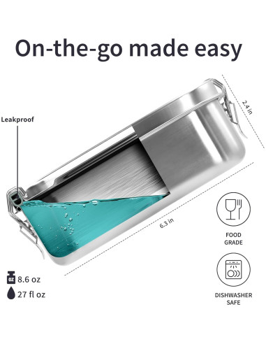 Caja Bento de Acero Inoxidable Bambaw 800 ml a Prueba de Fugas