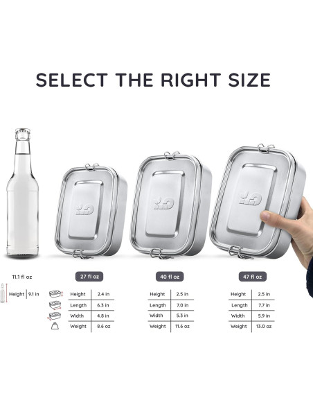 Caja Bento de Acero Inoxidable Bambaw 800 ml a Prueba de Fugas