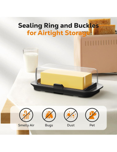 Plato de Mantequilla Hermético Pisol Grande 250g Negro