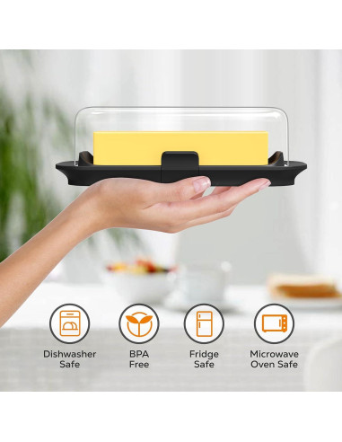 Plato de Mantequilla Hermético Pisol Grande 250g Negro