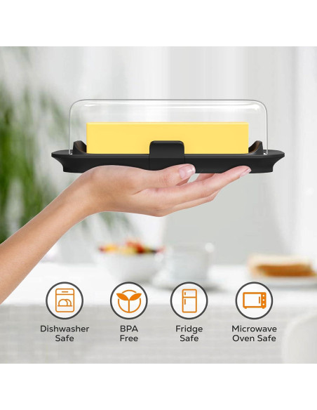 Plato de Mantequilla Hermético Pisol Grande 250g Negro