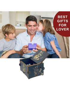 Caja de Música de Madera MAD DI, Manivela, 18 Notas, Negra 2