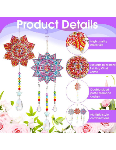 Kit de Suncatcher Macarrie 3 Piezas Flor Vintage DIY