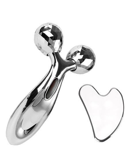 Juego de Gua Sha y Rodillo Facial YXGJMYGS Acero Inoxidable