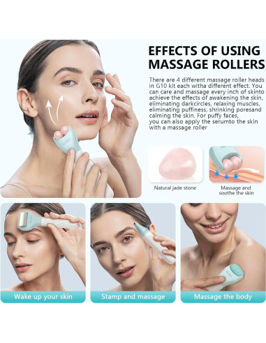 Kit Derma Roller 10 en 1 CIRNCR con 9 Cabezas Reemplazables