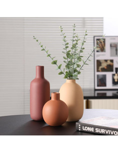 Conjunto de 3 Jarrones de Cerámica Smiletag Modernos 22.5cm 2