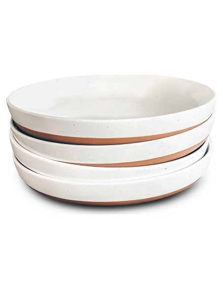 Juego de 4 Tazones de Cerámica Mora 1.04L Blanco Vainilla