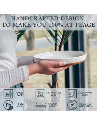 Juego de 4 Tazones de Cerámica Mora 1.04L Blanco Vainilla