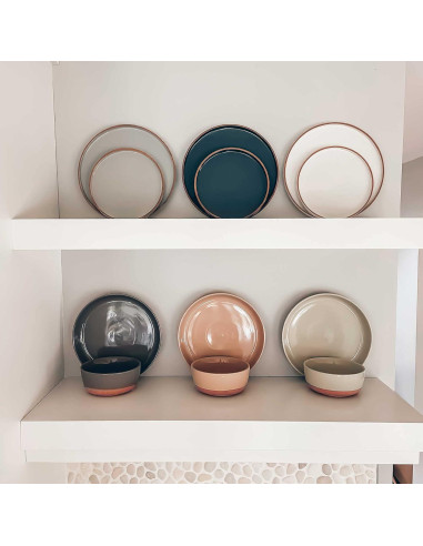 Juego de 4 Tazones de Cerámica Mora 1.04L Blanco Vainilla