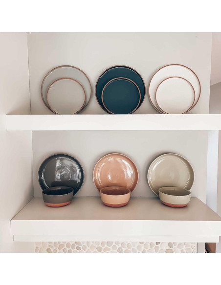 Juego de 4 Tazones de Cerámica Mora 1.04L Blanco Vainilla