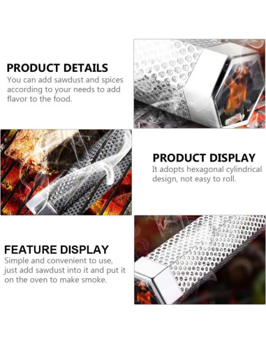 Tubo Ahumador 30cm Aushucu Acero Inoxidable para BBQ