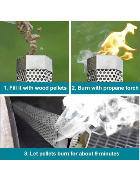 Tubo Ahumador 30cm Aushucu Acero Inoxidable para BBQ