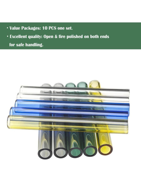 Tuberías de vidrio borosilicato PQAPGT 10 piezas 10 cm 5 colores