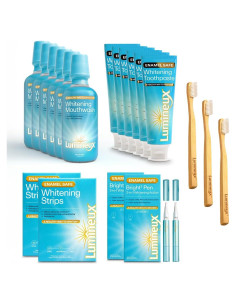Kit de Blanqueamiento Dental Lumineux - 6 Pastas, 6 Enjuagues, 2 Tiras, 2 Bolígrafos - Sin Sensibilidad