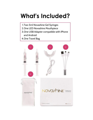 Kit Blanqueamiento Dental Novashine: Luz LED, Gel Peróxido 6%