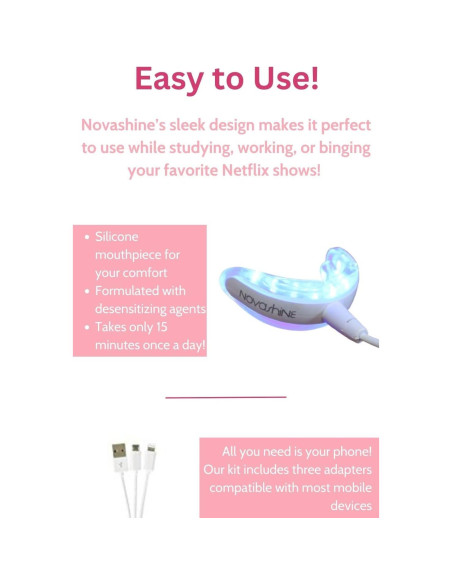 Kit Blanqueamiento Dental Novashine: Luz LED, Gel Peróxido 6%