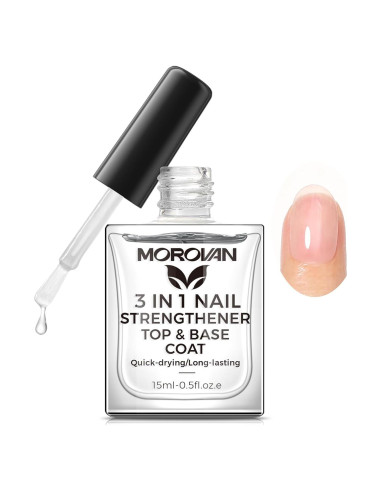 Morovan Endurecedor de Uñas 3 en 1 - Tratamiento Secado Rápido