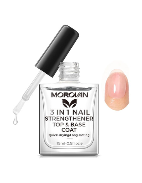 Morovan Endurecedor de Uñas 3 en 1 - Tratamiento Secado Rápido
